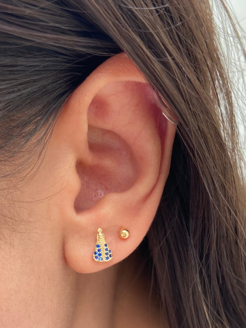 Conjunto Nossa Senhora Azul Pequeno Ouro 18k