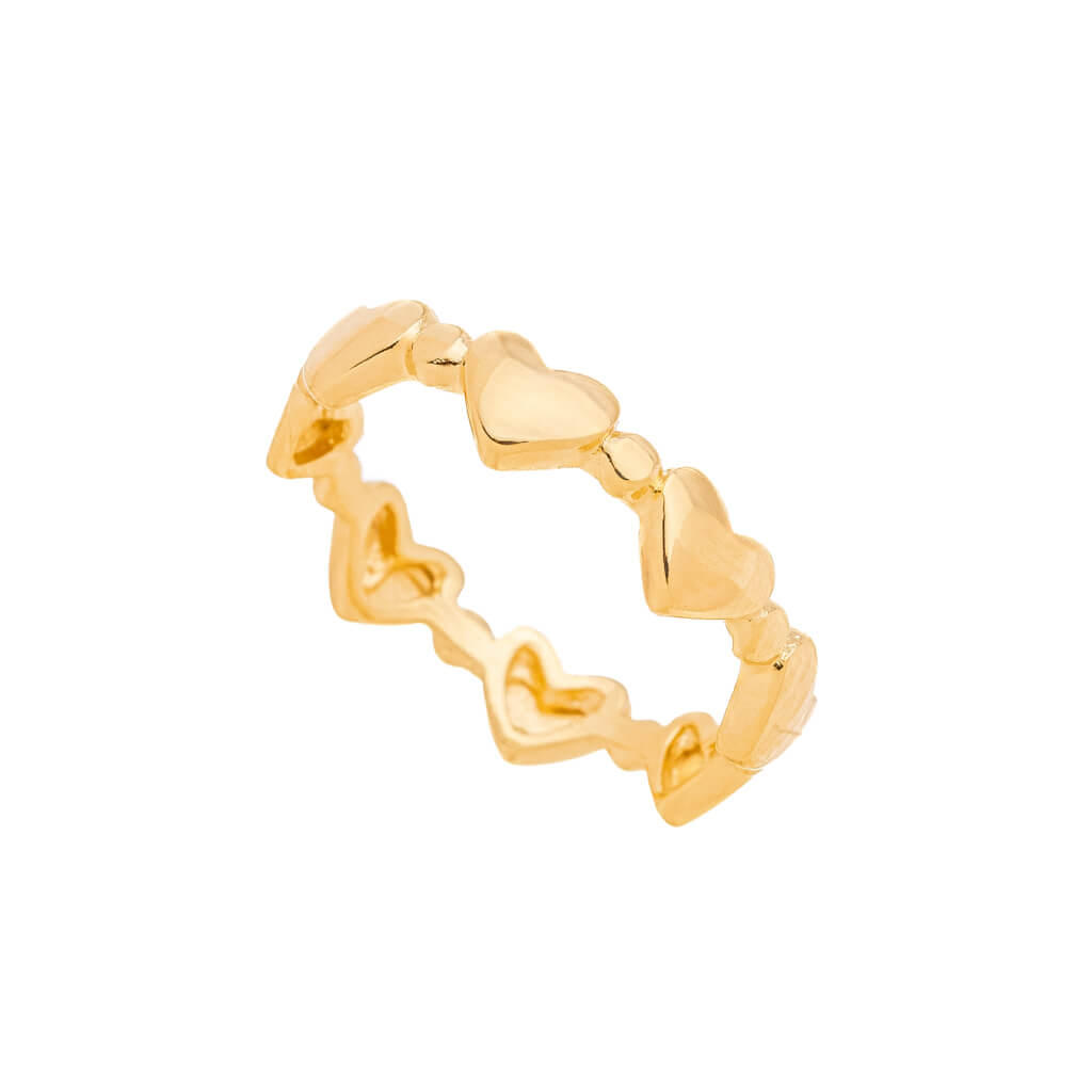 Anel Corações Liso Ouro 18k