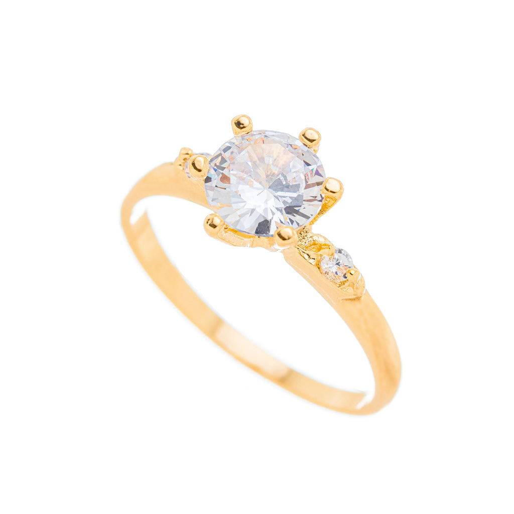 Anel Solitário Cristal Zircônia Ouro 18k